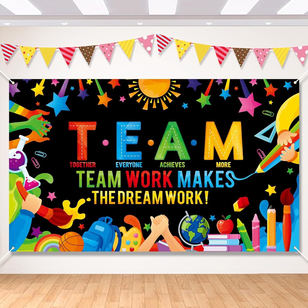 Motivational Classroom Banner Back To School Backdrop Decoration - Black